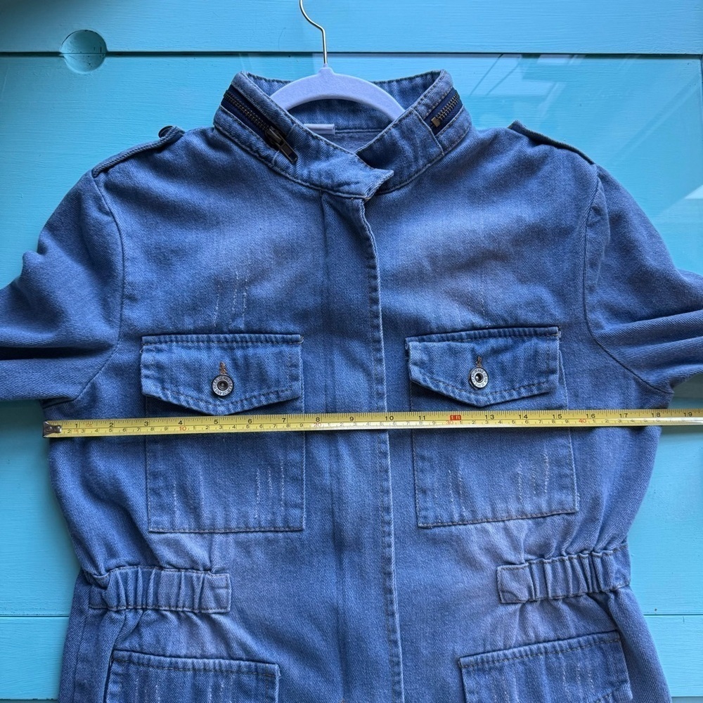 Source Unknown Distressd Blue Jean Jacket Size S or M Streetwear - Picture 5 of 12